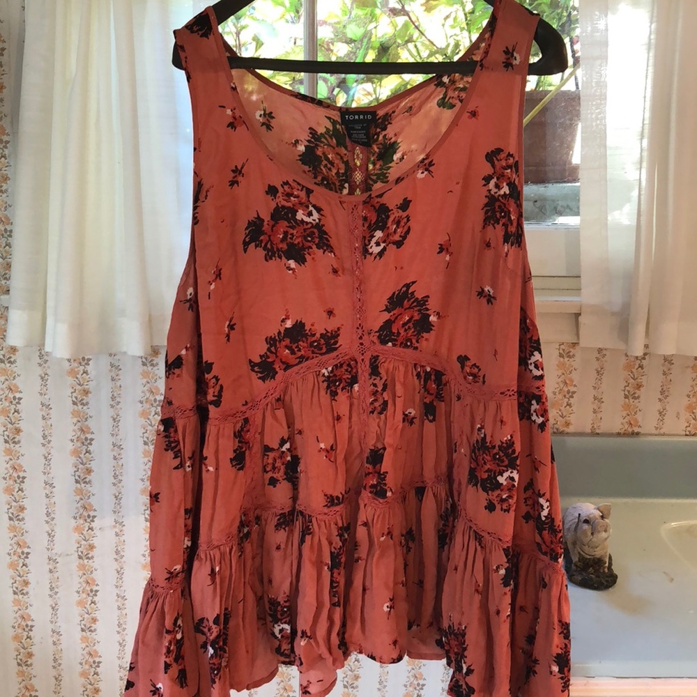 Torrid flows rusty orange floral blouse